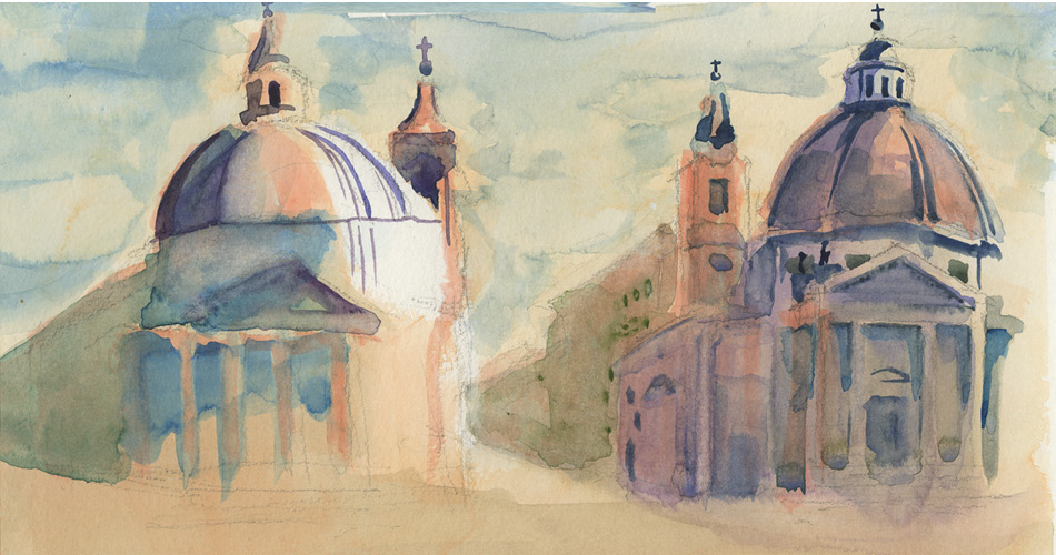 Piazza del Popolo Field Watercolor